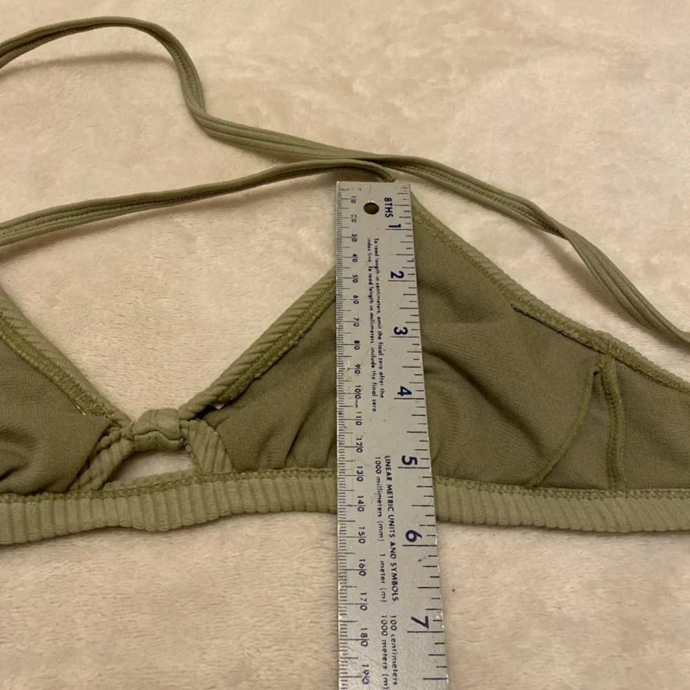 Adore Me Mossy Green Velvet Ribbed Bikini Top